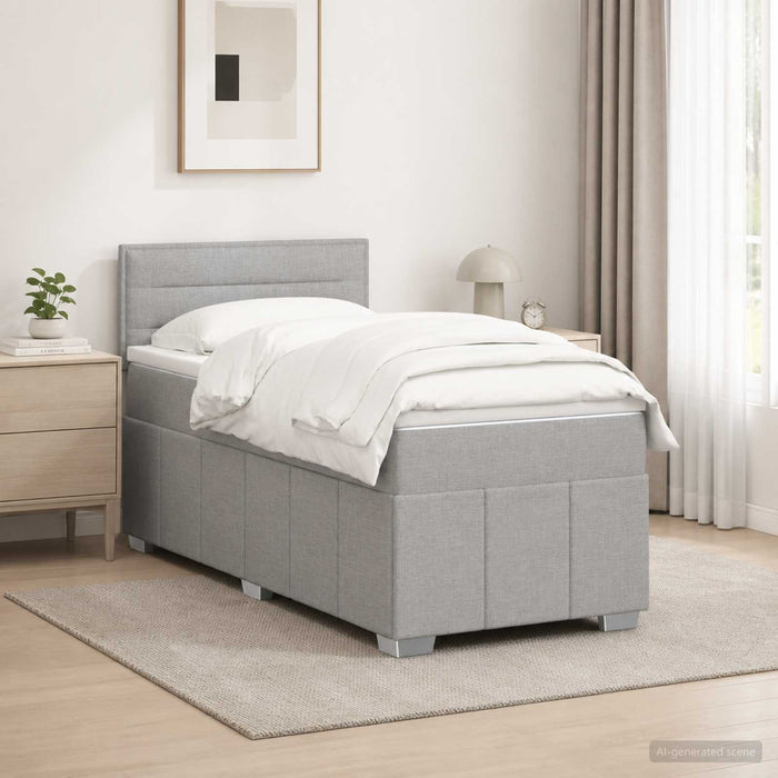 Pat boxspring cu saltea Gri deschis 100 x 200 cm Țesătură WALTI
