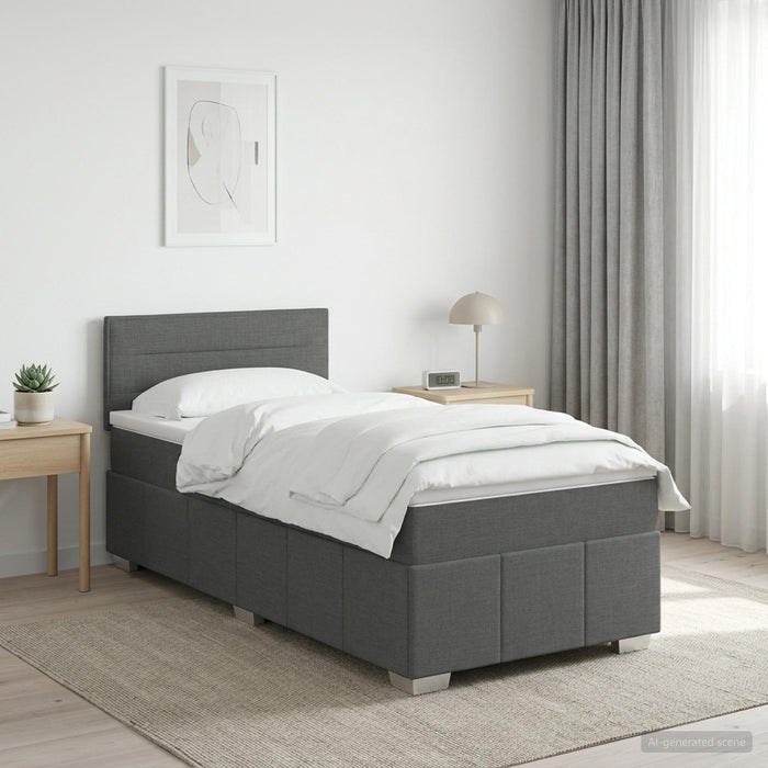 Pat boxspring cu saltea Gri închis 90 x 190 cm Țesătură - WALTI WALTI