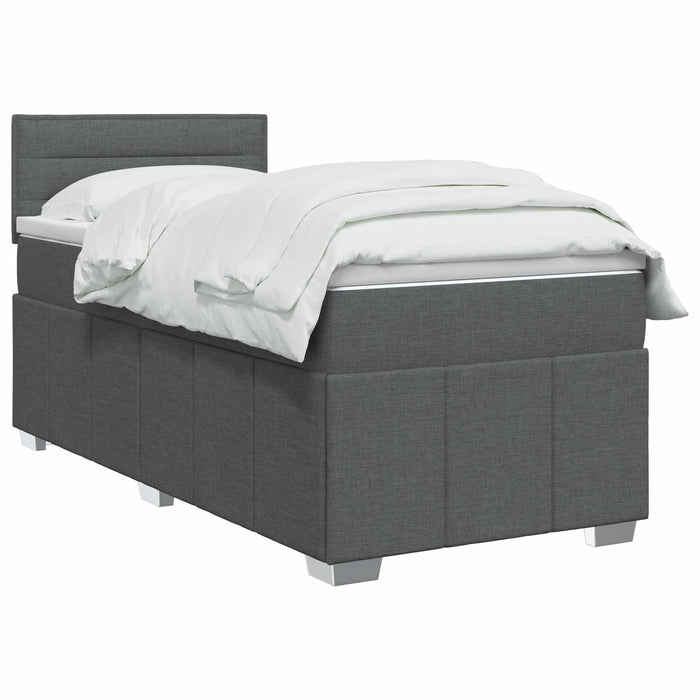 Pat boxspring cu saltea Gri închis 80 x 200 cm Țesătură WALTI