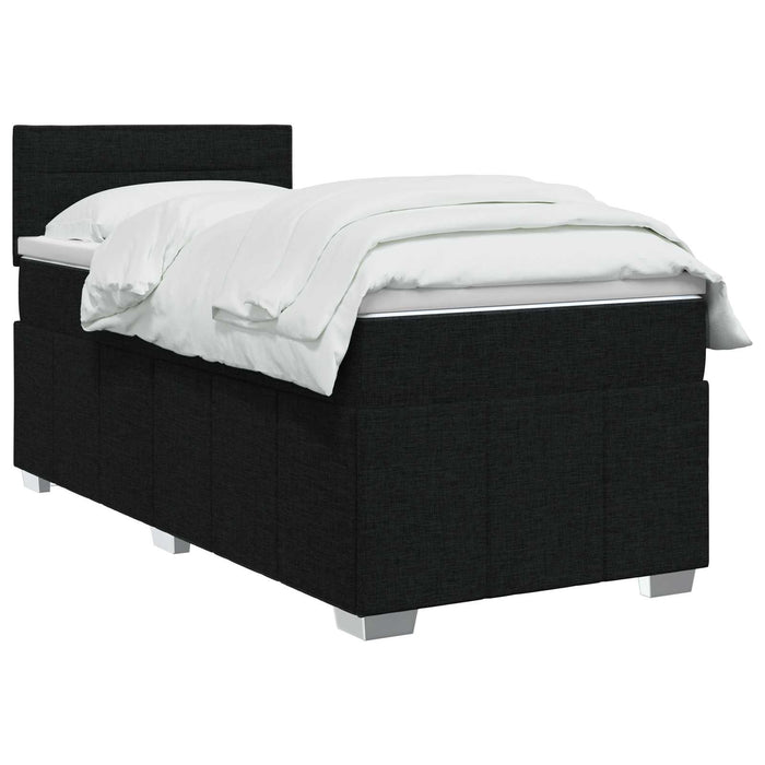 Pat boxspring cu saltea cu headboard Negru 80 x 200 cm Țesătură WALTI