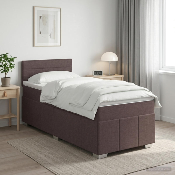Pat boxspring cu saltea Maro închis 100 x 200 cm Țesătură WALTI