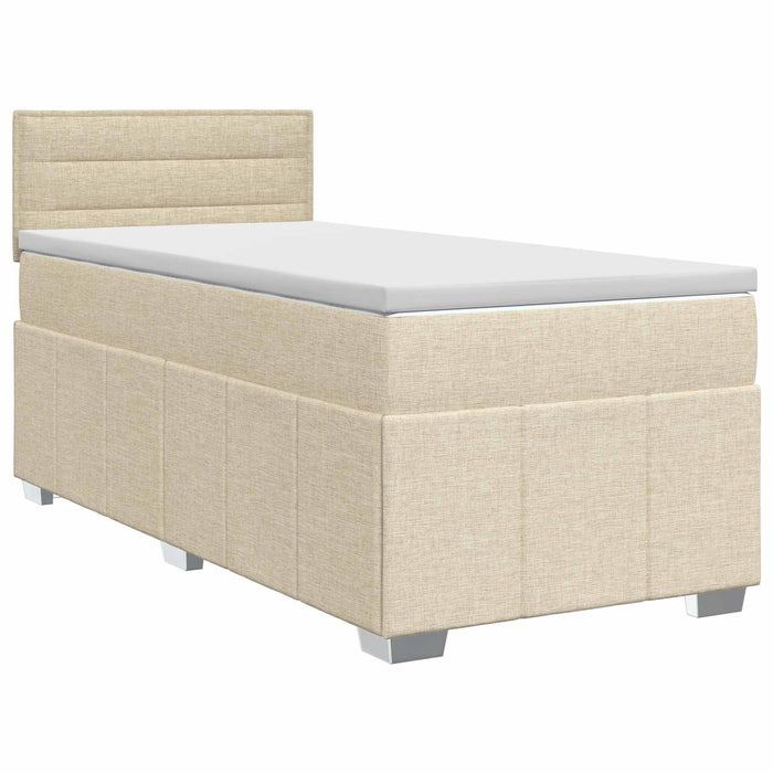 Pat boxspring cu saltea cu headboard Crem 80 x 200 cm Țesătură WALTI