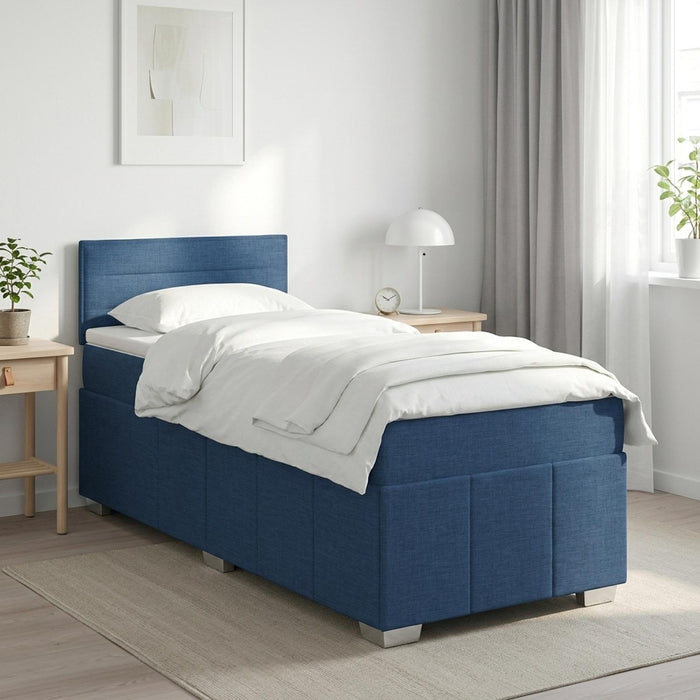 Pat boxspring cu saltea albastru 90 x 200 cm Țesătură WALTI