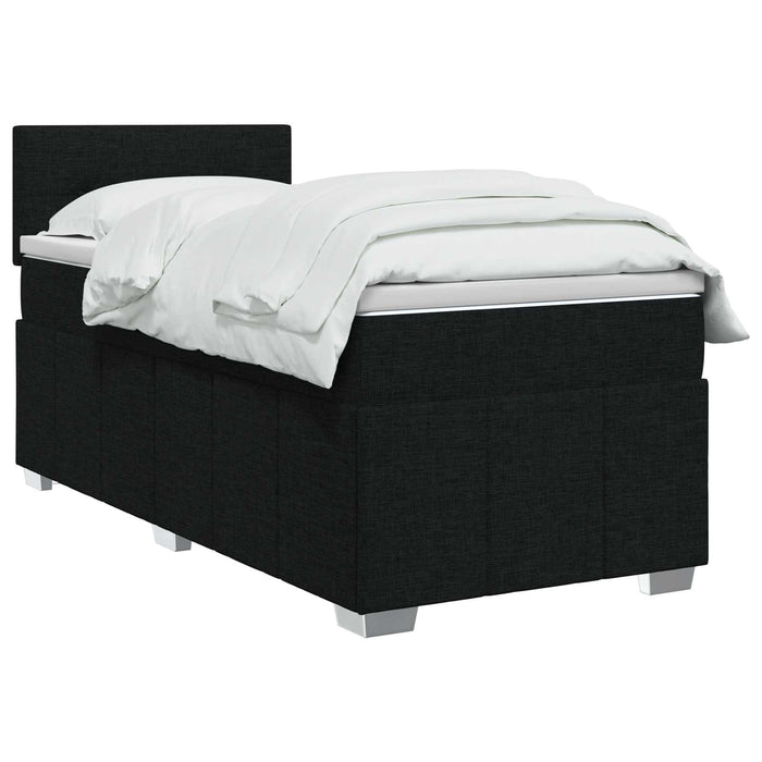 Pat boxspring cu saltea cu headboard Negru 80 x 200 cm Țesătură WALTI
