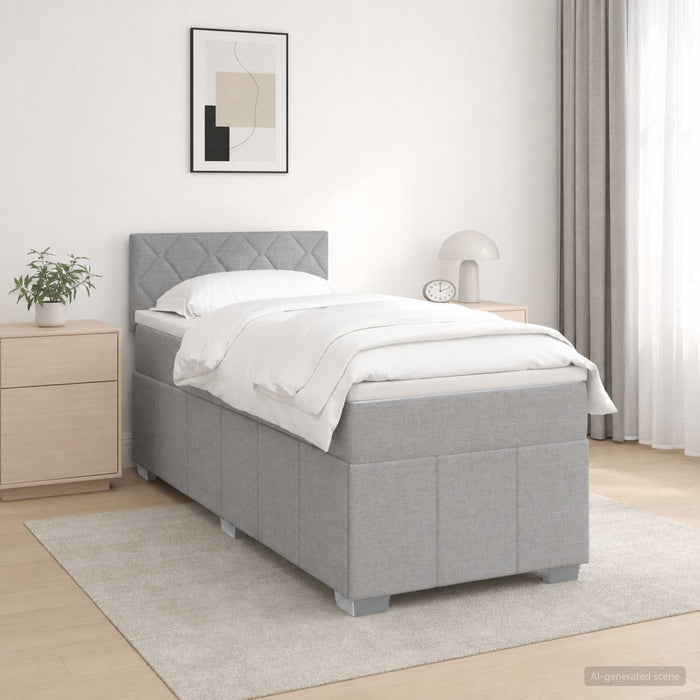 Pat boxspring cu saltea Gri deschis 100 x 200 cm Țesătură WALTI