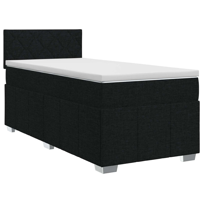 Pat boxspring cu saltea cu headboard Negru 80 x 200 cm Țesătură WALTI