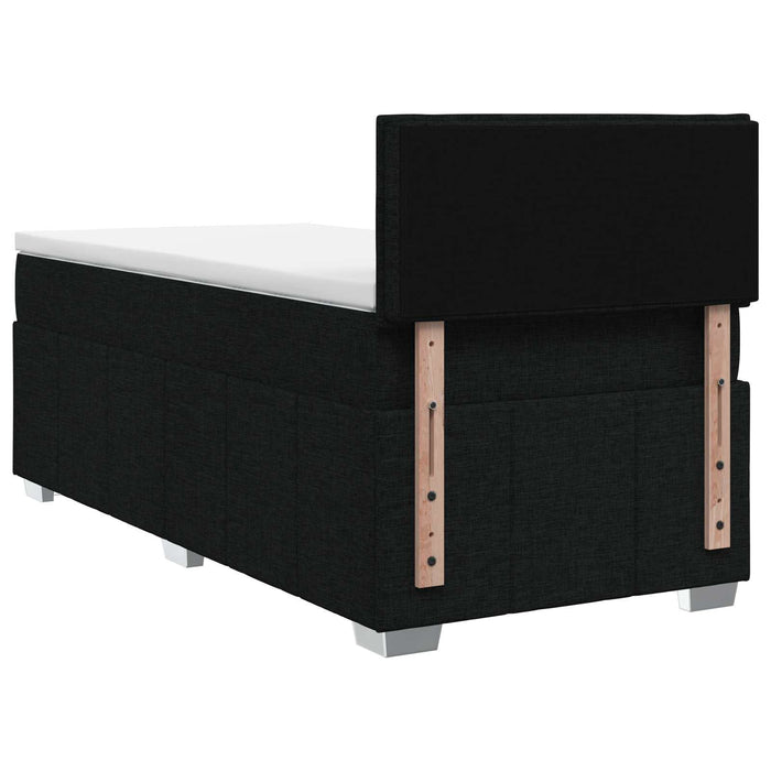 Pat boxspring cu saltea cu headboard Negru 90 x 190 cm Țesătură WALTI