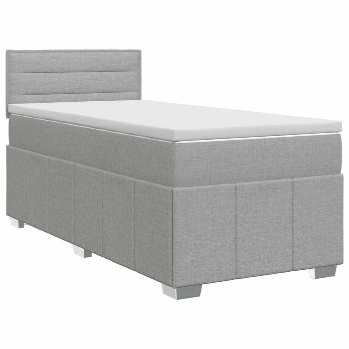 Pat boxspring cu saltea Gri deschis 90 x 200 cm Țesătură WALTI