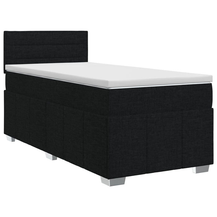 Pat boxspring cu saltea cu headboard Negru 90 x 200 cm Țesătură - WALTI WALTI