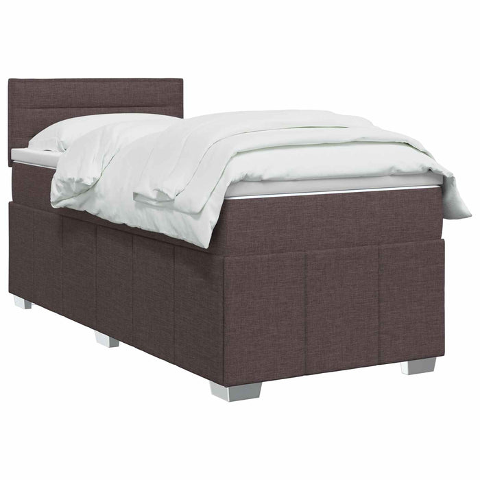 Pat boxspring cu saltea Maro închis 90 x 200 cm Țesătură WALTI