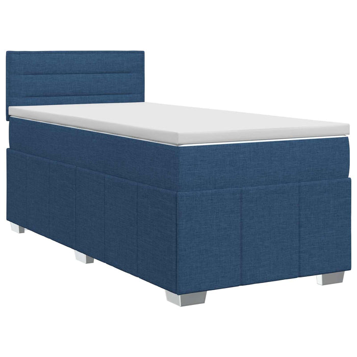 Pat boxspring cu saltea albastru 90 x 200 cm Țesătură WALTI