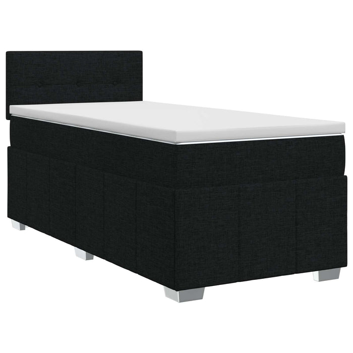 Pat boxspring cu saltea cu headboard Negru 90 x 200 cm Țesătură - WALTI WALTI