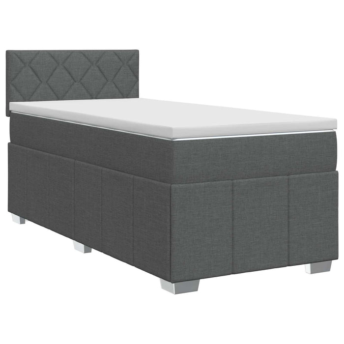 Pat boxspring cu saltea Gri închis 90 x 200 cm Țesătură WALTI