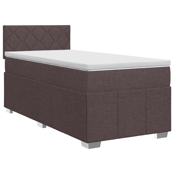 Pat boxspring cu saltea Maro închis 90 x 200 cm Țesătură WALTI