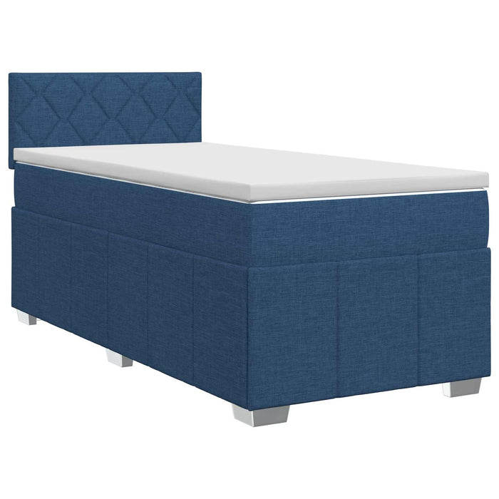 Pat boxspring cu saltea albastru 90 x 200 cm Țesătură WALTI