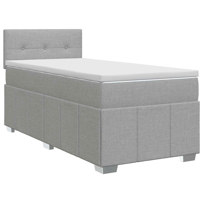 Pat boxspring cu saltea Gri deschis 100 x 200 cm Țesătură - WALTI WALTI