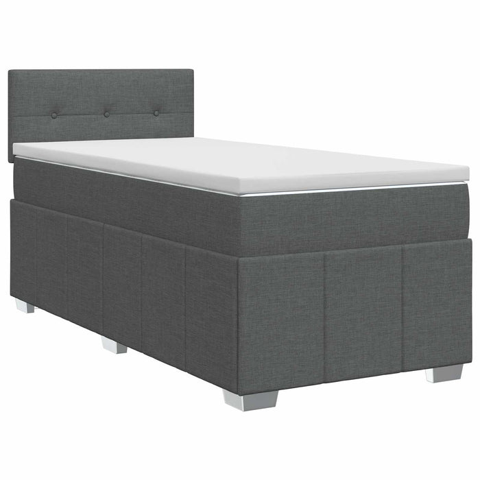 Pat boxspring cu saltea Gri închis 100 x 200 cm Țesătură WALTI