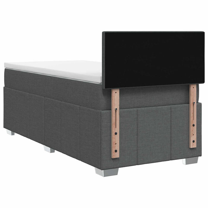 Pat boxspring cu saltea Gri închis 100 x 200 cm Țesătură WALTI