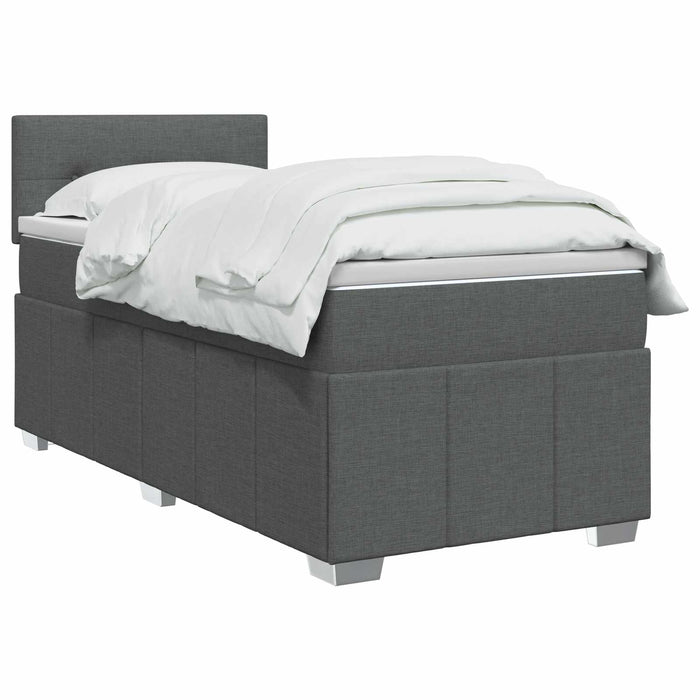 Pat boxspring cu saltea Gri închis 100 x 200 cm Țesătură WALTI