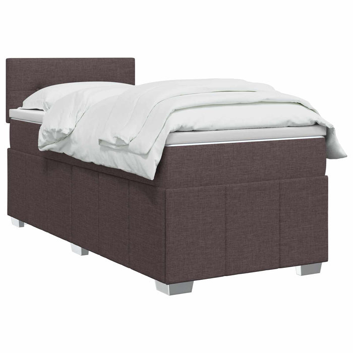 Pat boxspring cu saltea Maro închis 100 x 200 cm Țesătură WALTI