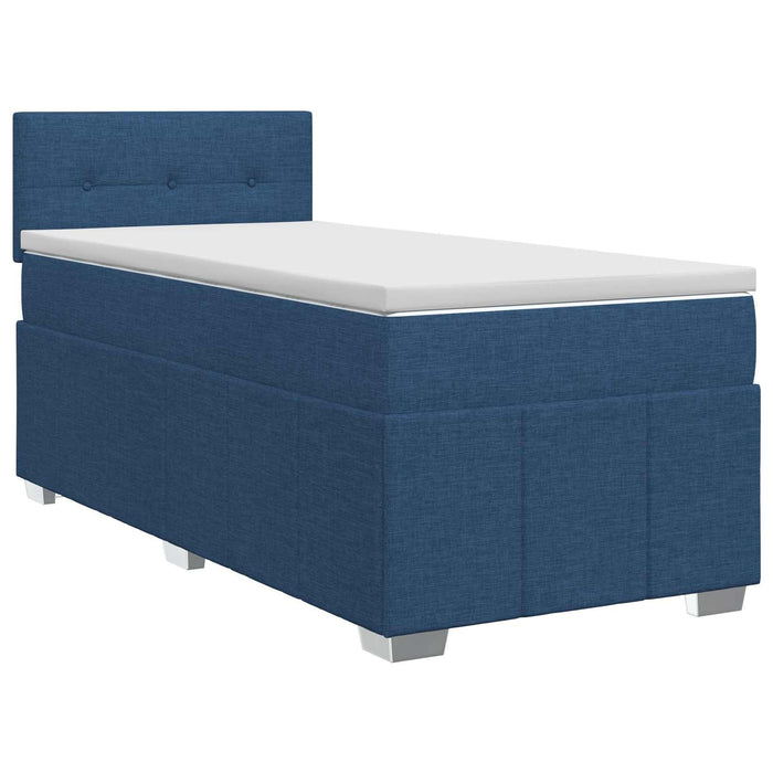 Pat boxspring cu saltea albastru 100 x 200 cm Țesătură WALTI