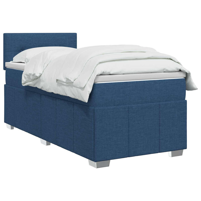 Pat boxspring cu saltea albastru 100 x 200 cm Țesătură WALTI