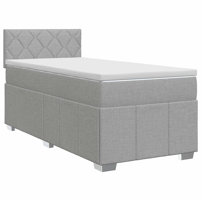 Pat boxspring cu saltea Gri deschis 100 x 200 cm Țesătură WALTI