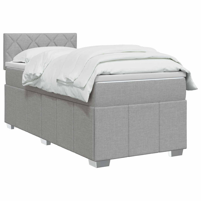 Pat boxspring cu saltea Gri deschis 100 x 200 cm Țesătură WALTI