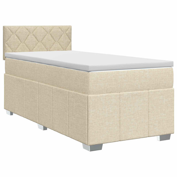 Pat boxspring cu saltea cu headboard Crem 100 x 200 cm Țesătură WALTI