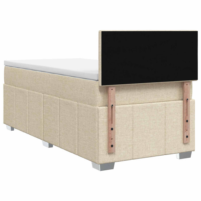 Pat boxspring cu saltea cu headboard Crem 100 x 200 cm Țesătură WALTI