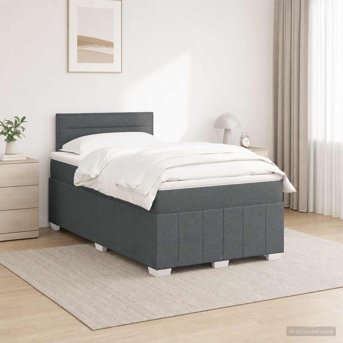 Pat boxspring cu saltea Gri închis 120 x 200 cm Țesătură - WALTI WALTI