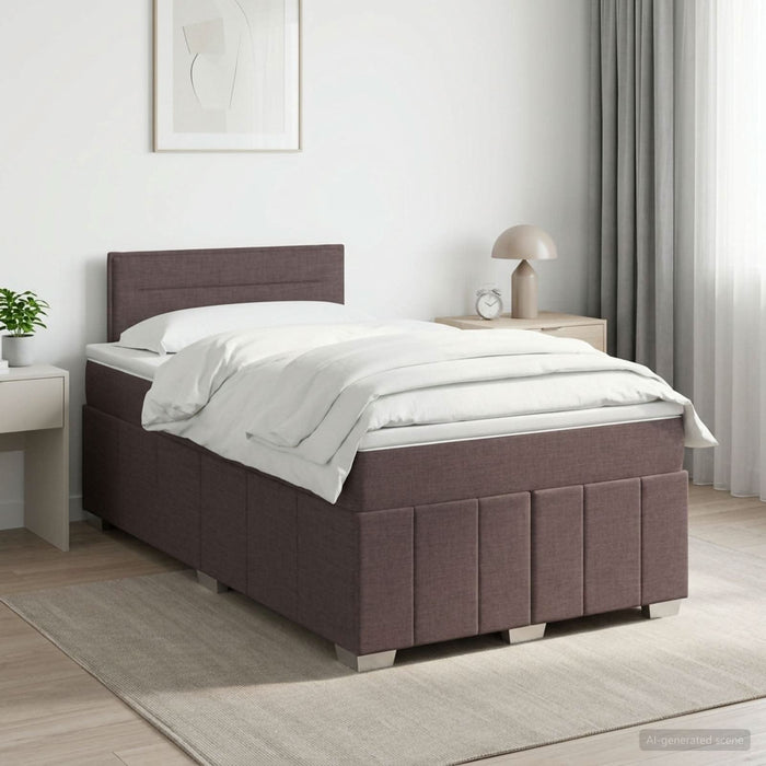 Pat boxspring cu saltea Maro închis 120 x 190 cm Țesătură WALTI
