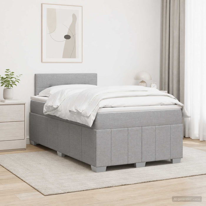 Pat boxspring cu saltea Gri deschis 120 x 200 cm Țesătură - WALTI WALTI