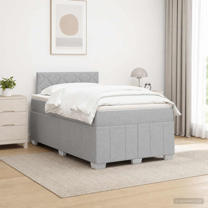 Pat boxspring cu saltea Gri deschis 120 x 190 cm Țesătură WALTI