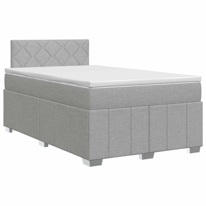 Pat boxspring cu saltea Gri deschis 120 x 190 cm Țesătură WALTI