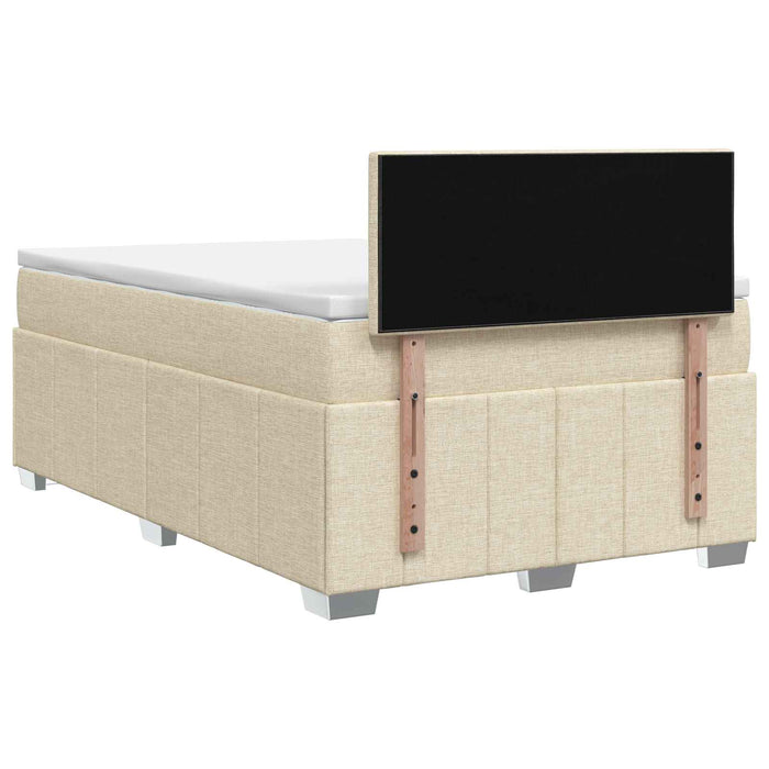 Pat boxspring cu saltea cu headboard Crem 120 x 190 cm Țesătură WALTI