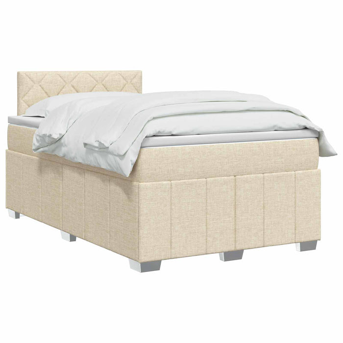 Pat boxspring cu saltea cu headboard Crem 120 x 190 cm Țesătură WALTI