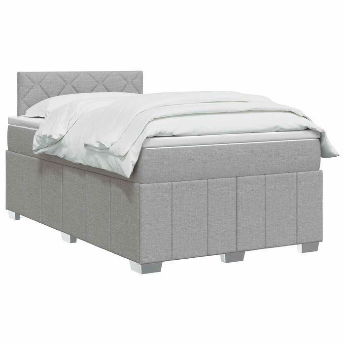 Pat boxspring cu saltea Gri deschis 120 x 200 cm Țesătură WALTI