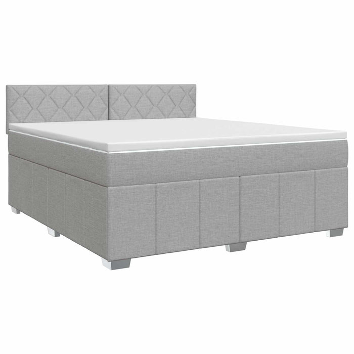 Pat boxspring cu saltea Gri deschis 140 x 190 cm Țesătură WALTI