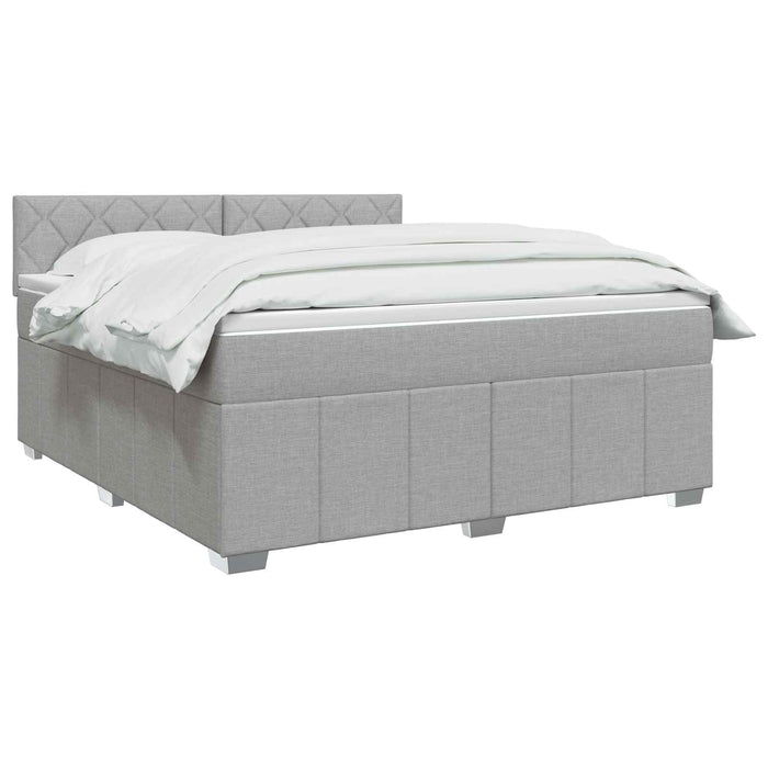 Pat boxspring cu saltea Gri deschis 140 x 190 cm Țesătură WALTI