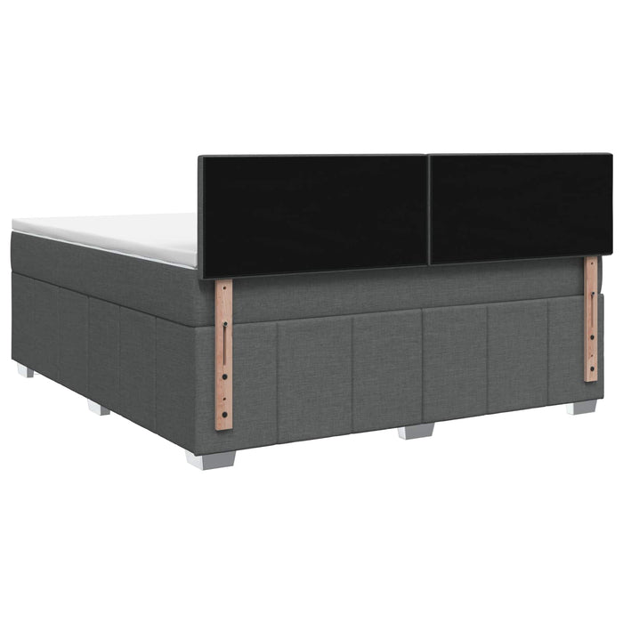 Pat boxspring cu saltea Gri închis 140 x 190 cm Țesătură WALTI