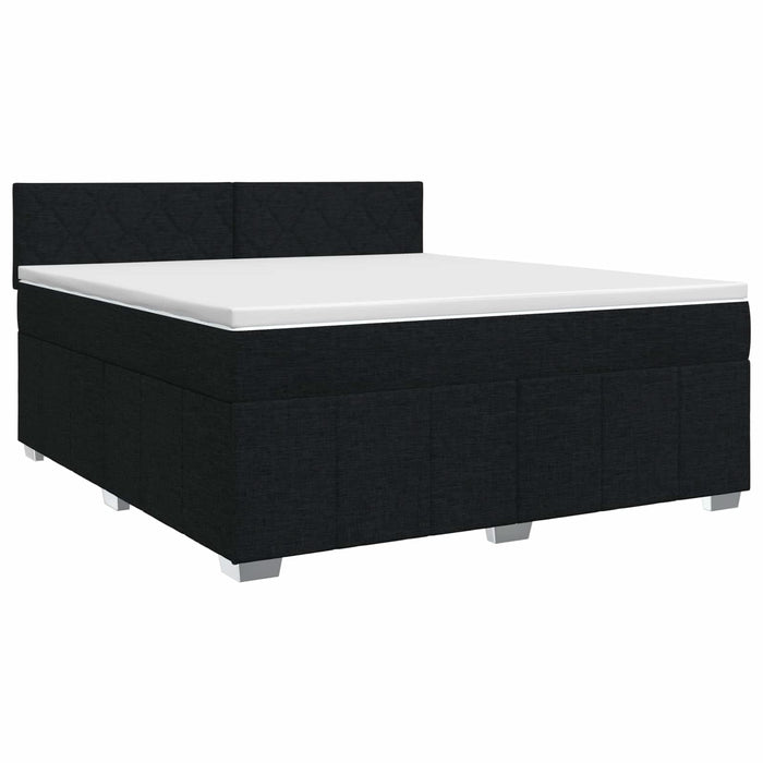 Pat boxspring cu saltea Negru 140 x 190 cm Țesătură WALTI