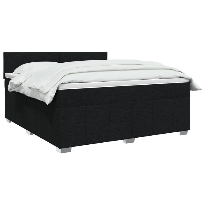 Pat boxspring cu saltea Negru 140 x 190 cm Țesătură WALTI