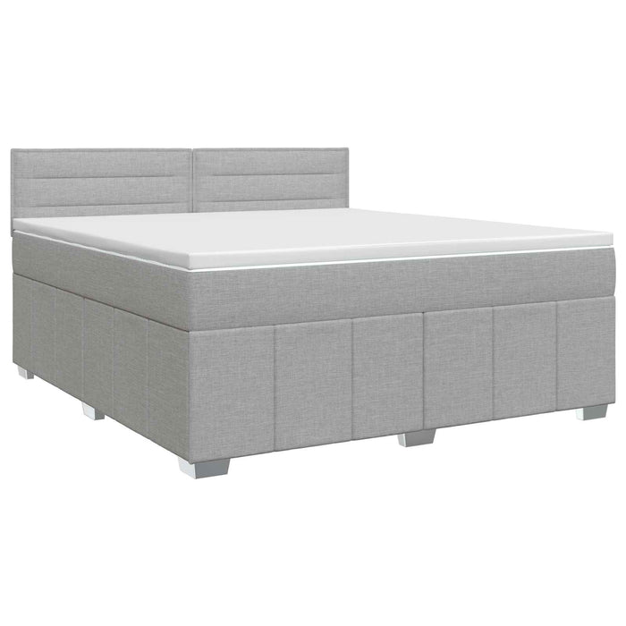 Pat boxspring cu saltea Gri deschis 140 x 200 cm Țesătură WALTI