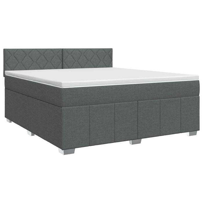 Pat boxspring cu saltea Gri închis 140 x 200 cm Țesătură WALTI