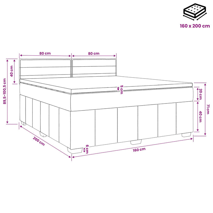 Pat boxspring cu saltea Maro închis 160 x 200 cm Țesătură - WALTI WALTI