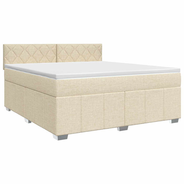 Pat boxspring cu saltea cu headboard Crem 160 x 200 cm Țesătură WALTI