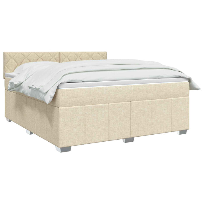 Pat boxspring cu saltea cu headboard Crem 160 x 200 cm Țesătură WALTI