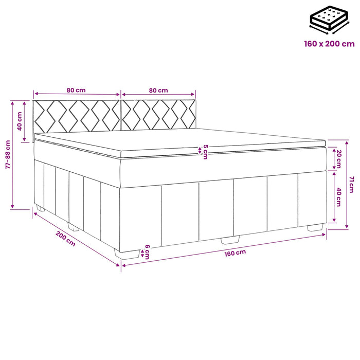 Pat boxspring cu saltea cu headboard Crem 160 x 200 cm Țesătură WALTI
