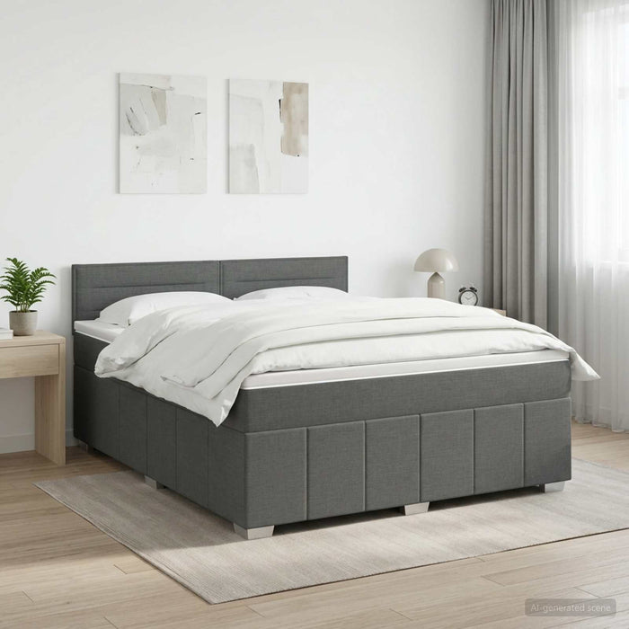Pat boxspring cu saltea Gri închis 180 x 200 cm Țesătură WALTI
